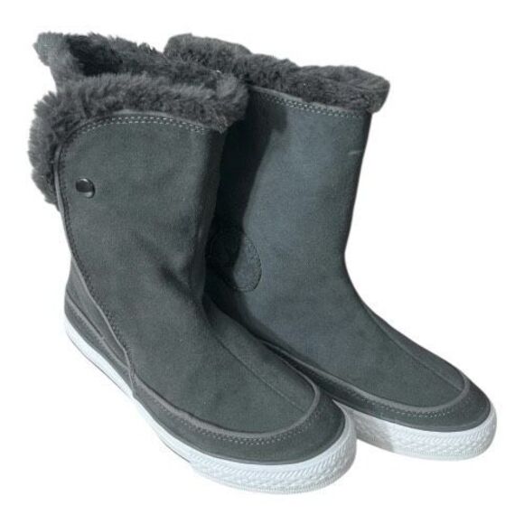Converse All-Star Chuck Taylor Beverly Women Gray Suede Mid Calf Boots Size 6.5 - Picture 2 of 11